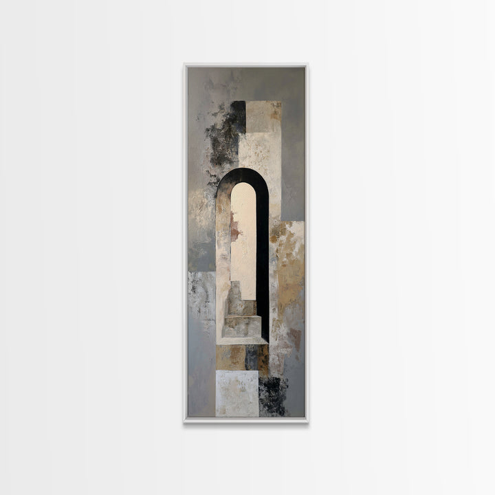 Gray Architectural Arch and Shadow Study Framed Canvas Print, Monochrome Art, Modern Art, Living Room Decor, Fine Art, Mono, MON-1x3-46