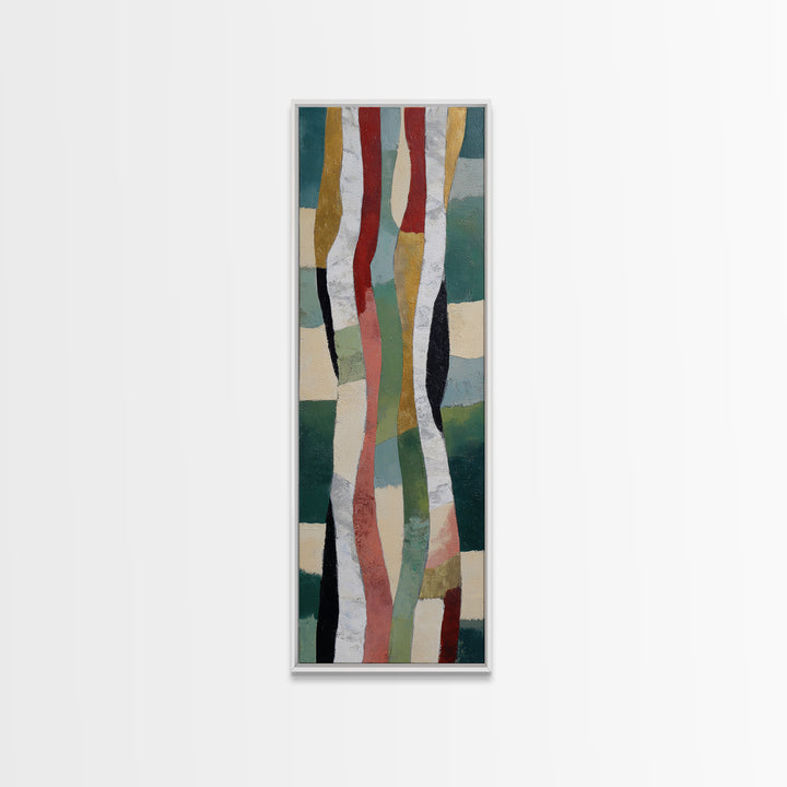 Deep Green Forest Silhouette Study Canvas Print, Monochrome Art, Abstract Painting, Living Room Decor, Fine Art, Mono, MON-1x3-49