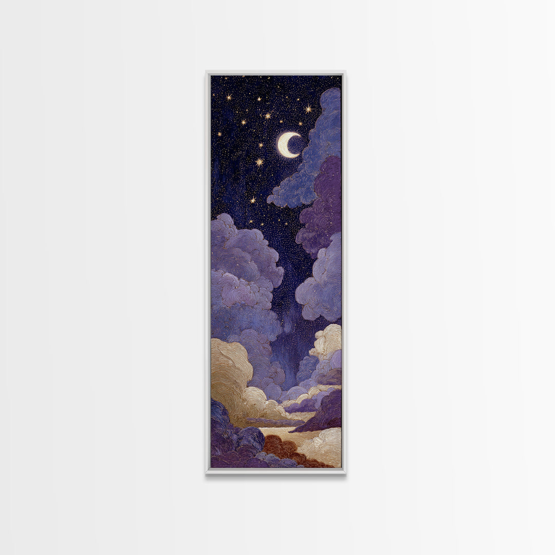 Purple Night Sky Canvas Print, Monochrome Art, Digital Print, Living Room Decor, Abstract Art, Mono, Modern Art, Moody Wall Art, MON-1x3-51
