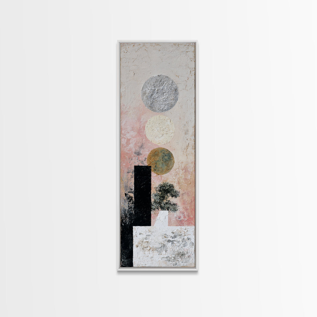 Silver Ocean Moonlight Scene Canvas Print, Monochrome Art, Large Wall Art, Living Room Decor, Fine Art, Mono, Modern Wall Art, MON-1x3-55