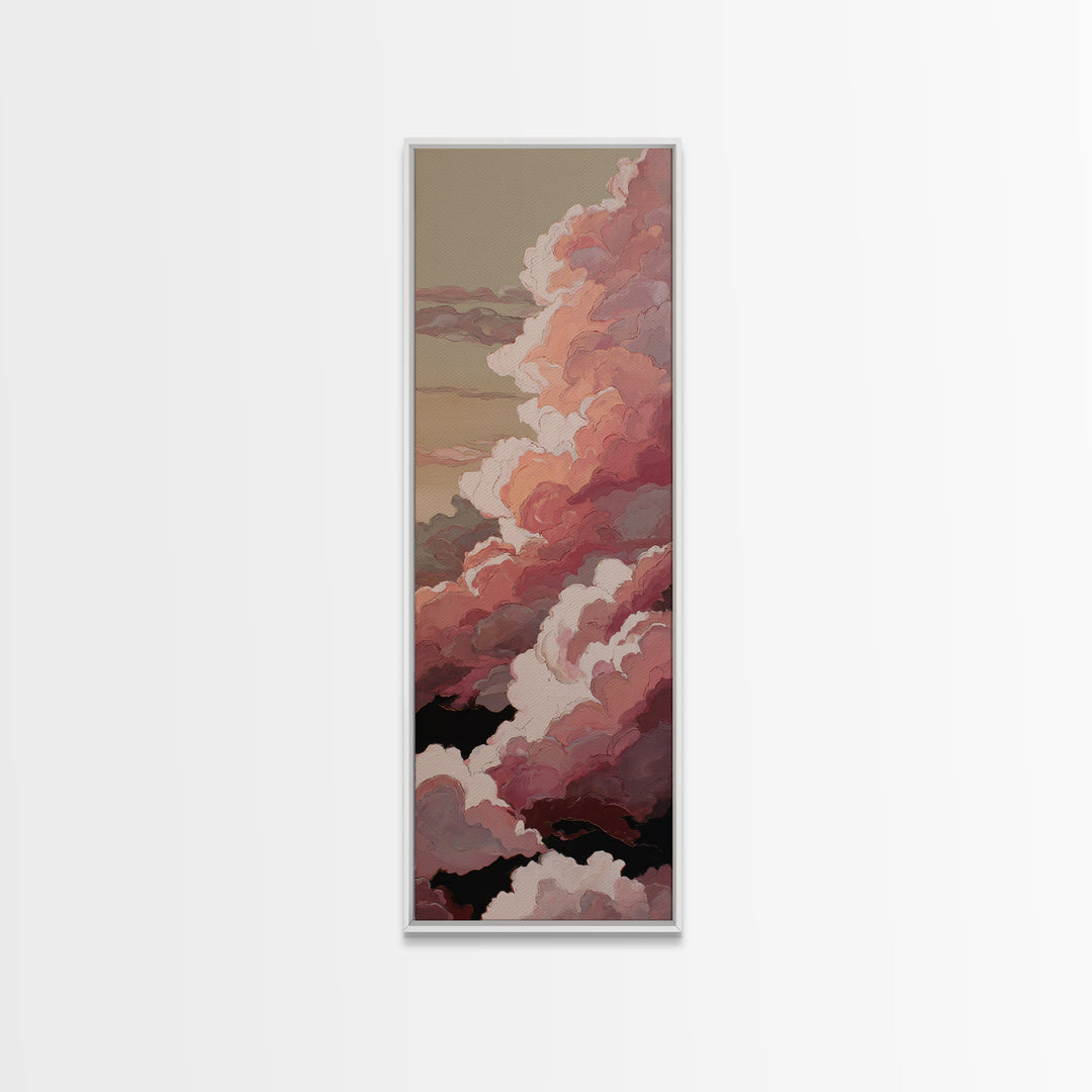 All Pink Cloudscape Framed Canvas Print, Monochrome Art, Printable Art, Living Room Decor, Abstract Art, Mono, MON-1x3-96