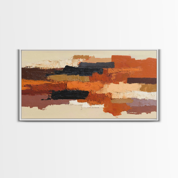 Burnt Orange Canyon Abstraction Framed Canvas Print, Monochrome Art, Luxury Decor, Living Room Decor, Fine Art, Mono, MON-2x1-12