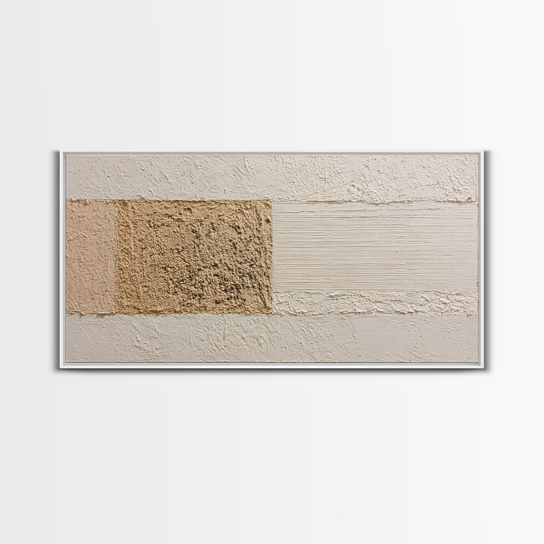 Cream on Cream Minimalist Forms Framed Canvas Print, Monochrome Art, Fine Art Print, Living Room Decor, Fine Art, Mono, MON-2x1-18