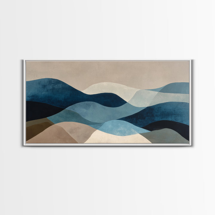 All Blue Ocean Abstraction Canvas Print, Monochrome Art, Wall Art, Living Room Decor, Mono, Abstract Art, Bedroom Decor, MON-2x1-21
