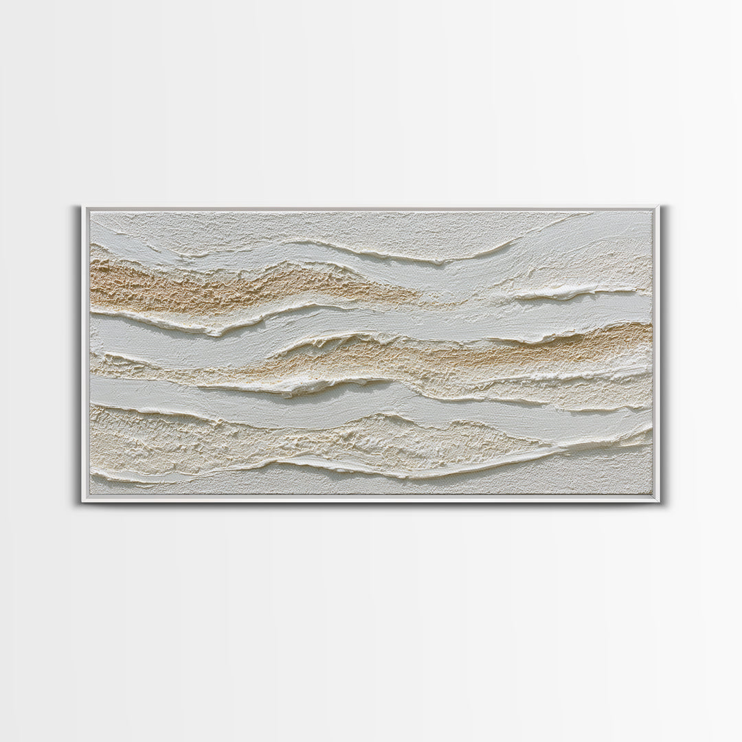 Ivory White Plaster Texture Composition Framed Canvas Print, Monochrome Art, Home Decor, Living Room Decor, Fine Art, Mono, MON-2x1-25