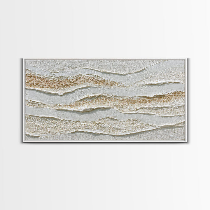 Ivory White Plaster Texture Composition Framed Canvas Print, Monochrome Art, Home Decor, Living Room Decor, Fine Art, Mono, MON-2x1-25