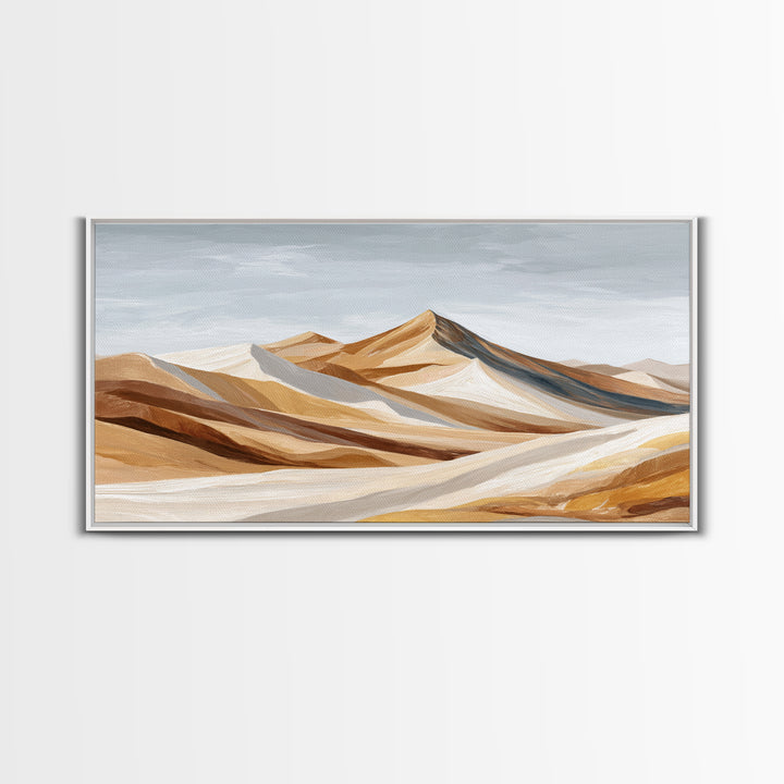 Warm Brown Desert Landscape Framed Canvas Print, Monochrome Art, Poster, Living Room Decor, Fine Art, Mono, Textured Wall Art, MON-2x1-29