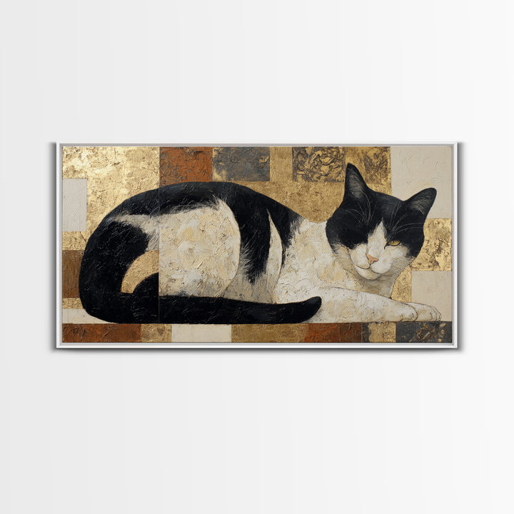Monochrome Cat Portrait Canvas Print, Monochrome Art, Mid Century Modern, Living Room Decor, Fine Art, Mono, Boho Wall Art, MON-2x1-31