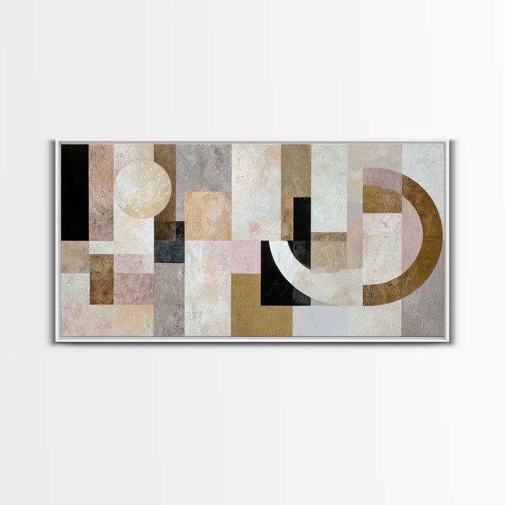 Cream on Cream Minimalist Forms Framed Canvas Print, Monochrome Art, Fine Art Print, Living Room Decor, Fine Art, Mono, MON-2x1-42