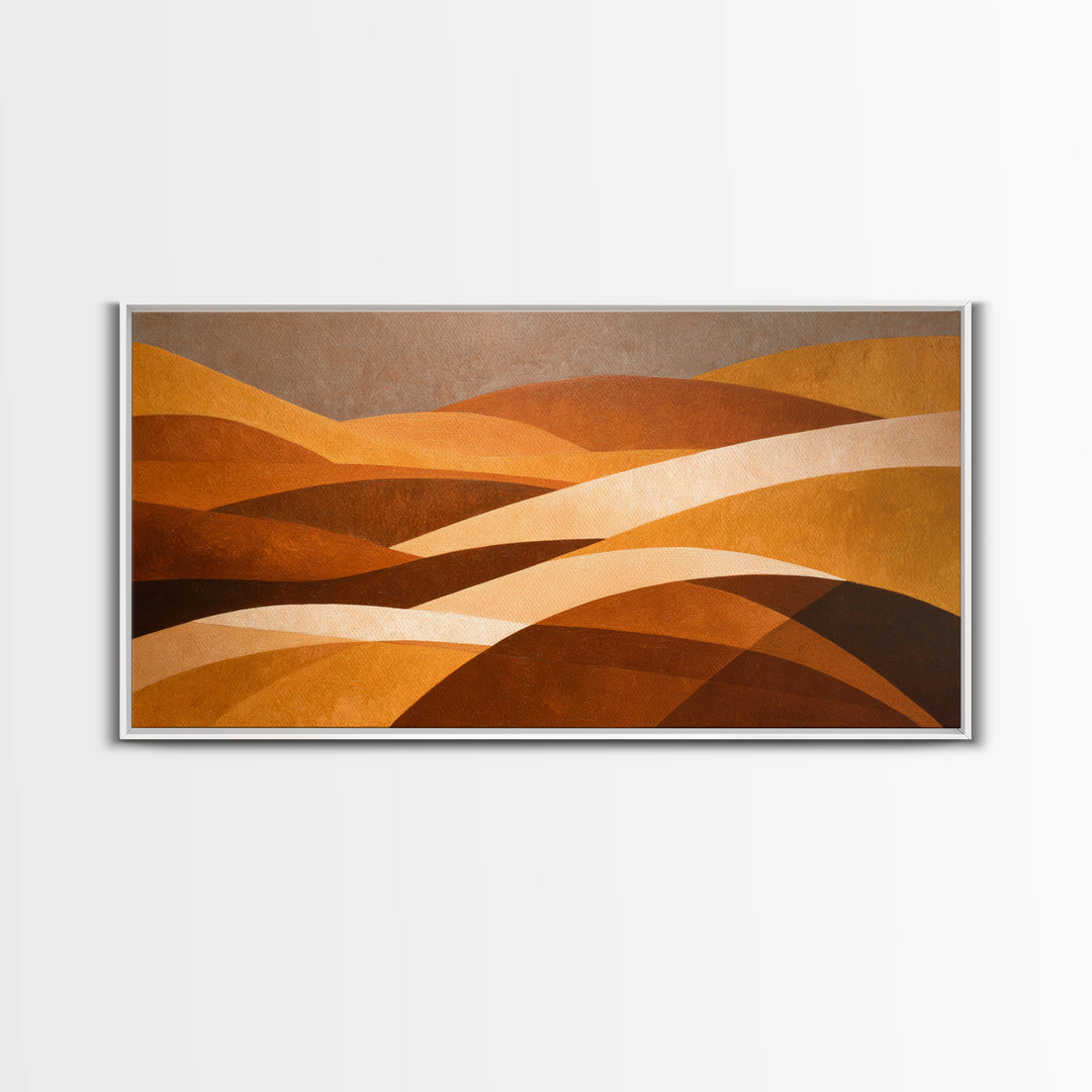 Warm Brown Desert Landscape Canvas Print, Monochrome Art, Mid Century Modern, Living Room Decor, Fine Art, Mono, Boho Wall Art, MON-2x1-53
