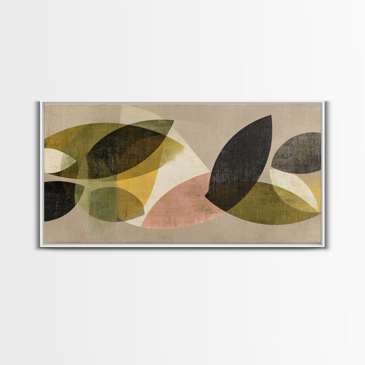 Olive Green Abstract Leaf Pattern Canvas Print, Monochrome Art, Printable Wall Art, Living Room Decor, Oil Painting, Mono, MON-2x1-64