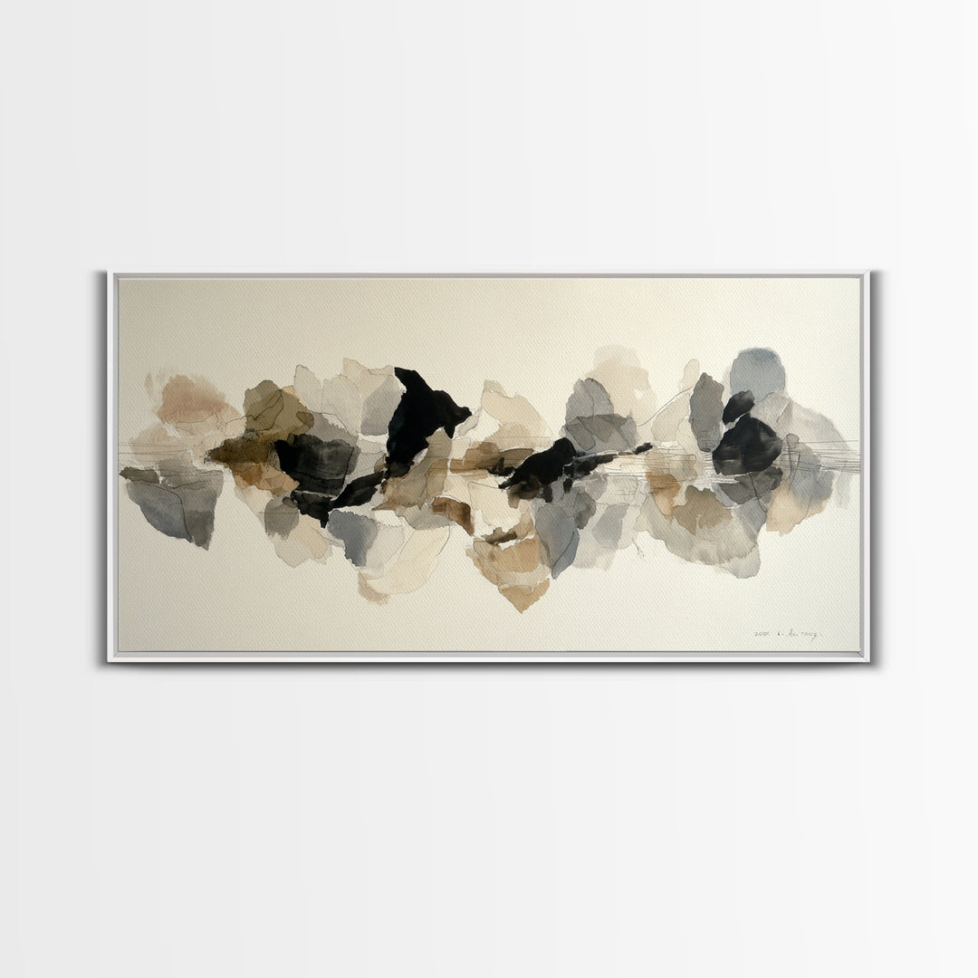 Black Ink Abstract Canvas Print, Monochrome Art, Living Room Decor, Abstract Art, Mono, Apartment Decor, Printable Art, MON-2x1-74