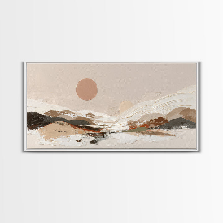 Warm Brown Desert Landscape Canvas Print, Monochrome Art, Mid Century Modern, Living Room Decor, Fine Art, Mono, Boho Wall Art, MON-2x1-77