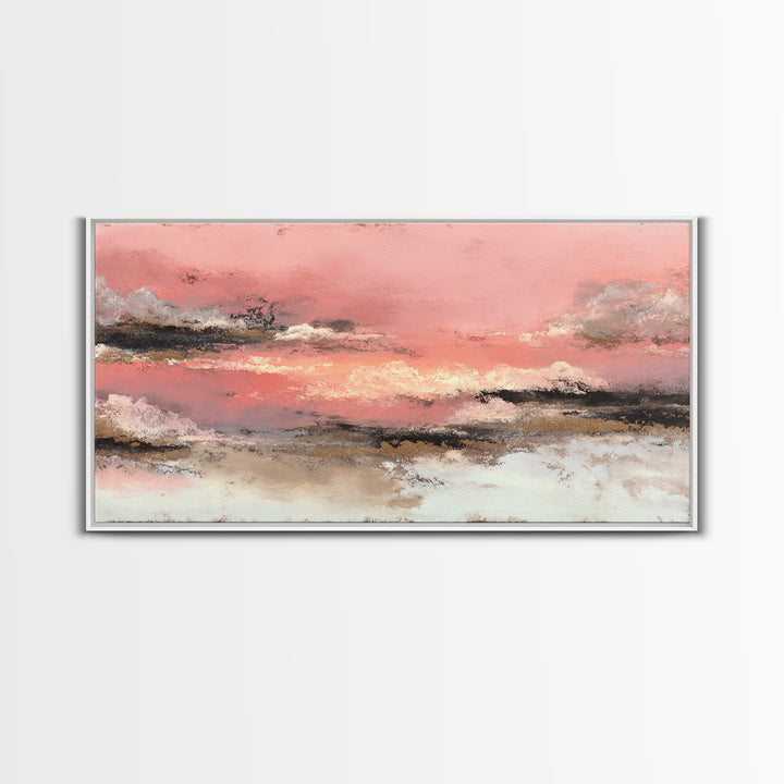 All Pink Cloudscape Framed Canvas Print, Monochrome Art, Apartment Decor, Living Room Decor, Fine Art, Mono, Moody Wall Art, MON-2x1-80
