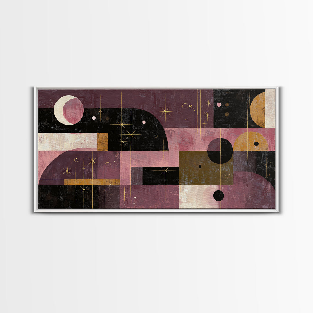 Purple Night Sky Framed Canvas Print, Monochrome Art, Contemporary Art, Living Room Decor, Fine Art, Mono, Original Art, MON-2x1-83
