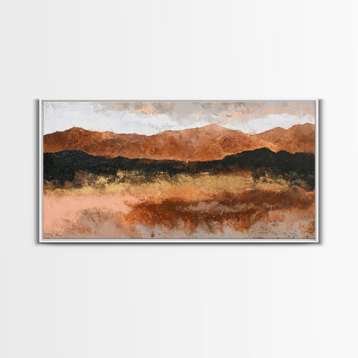 Burnt Orange Canyon Abstraction Framed Canvas Print, Monochrome Art, Printable Art, Living Room Decor, Fine Art, Mono, MON-2x1-84