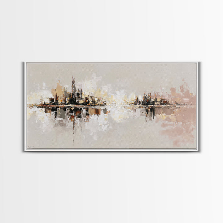 Black and White City Reflection Canvas Print, Monochrome Art, Large Wall Art, Living Room Decor, Mono, Modern Wall Art, MON-2x1-89
