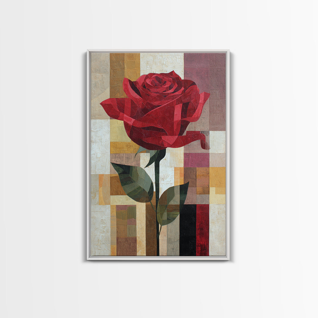 Single Red Rose Rendered Only Canvas Print, Monochrome Art, Gallery Decor, Living Room Decor, Fine Art, Mono, Contemporary Art, MON-2x3-15