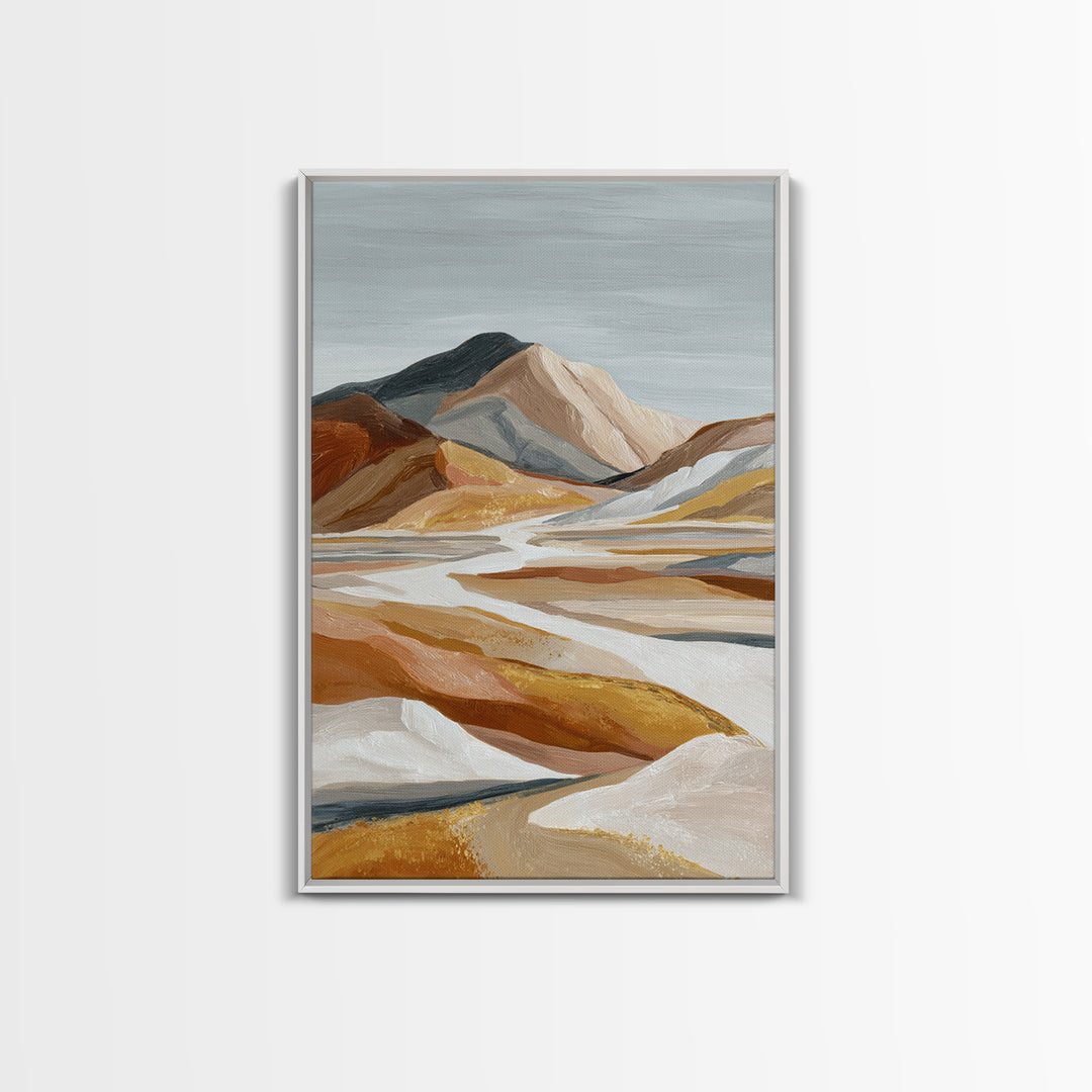 Warm Brown Desert Landscape Framed Canvas Print, Monochrome Art, Art Prints, Living Room Decor, Fine Art, Mono, Apartment Decor, MON-2x3-17