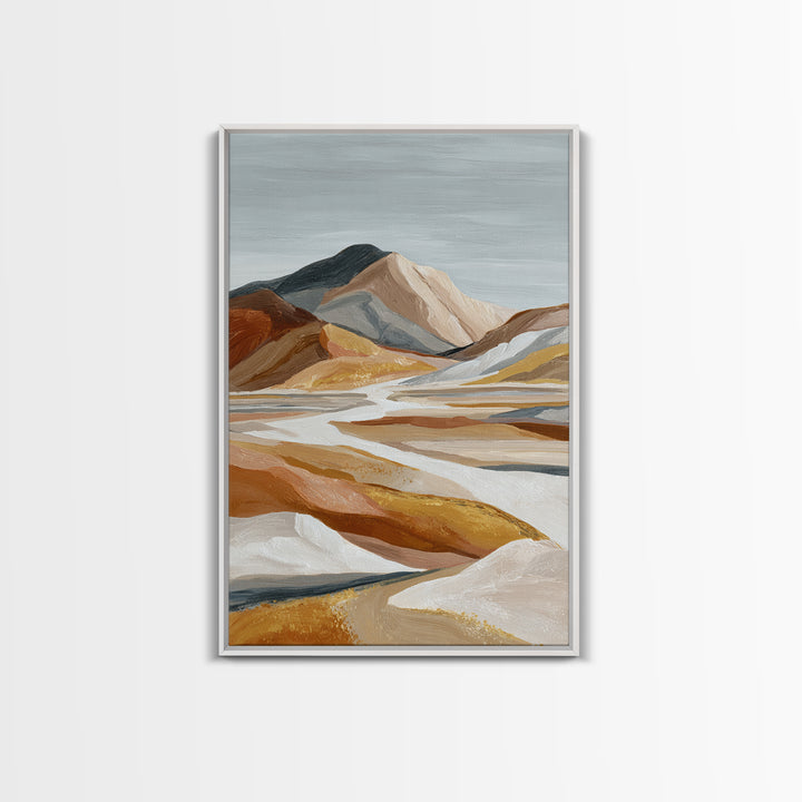 Warm Brown Desert Landscape Framed Canvas Print, Monochrome Art, Art Prints, Living Room Decor, Fine Art, Mono, Apartment Decor, MON-2x3-17