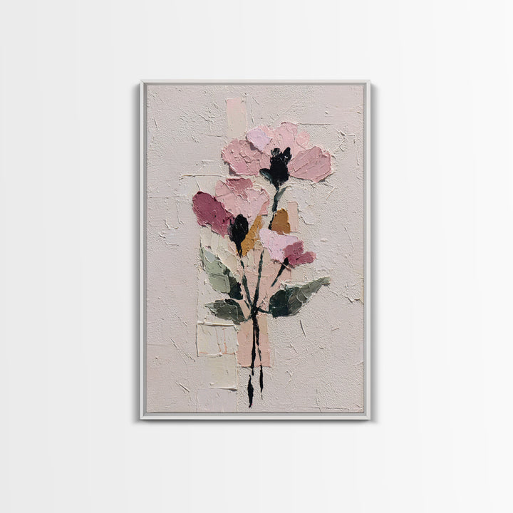 Monochrome Floral Bouquet Framed Canvas Print, Monochrome Art, Statement Artwork, Living Room Decor, Fine Art, Mono, Art Prints, MON-2x3-2
