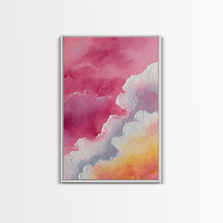 All Pink Cloudscape Framed Canvas Print, Monochrome Art, Digital Art, Living Room Decor, Oil Painting, Mono, MON-2x3-20