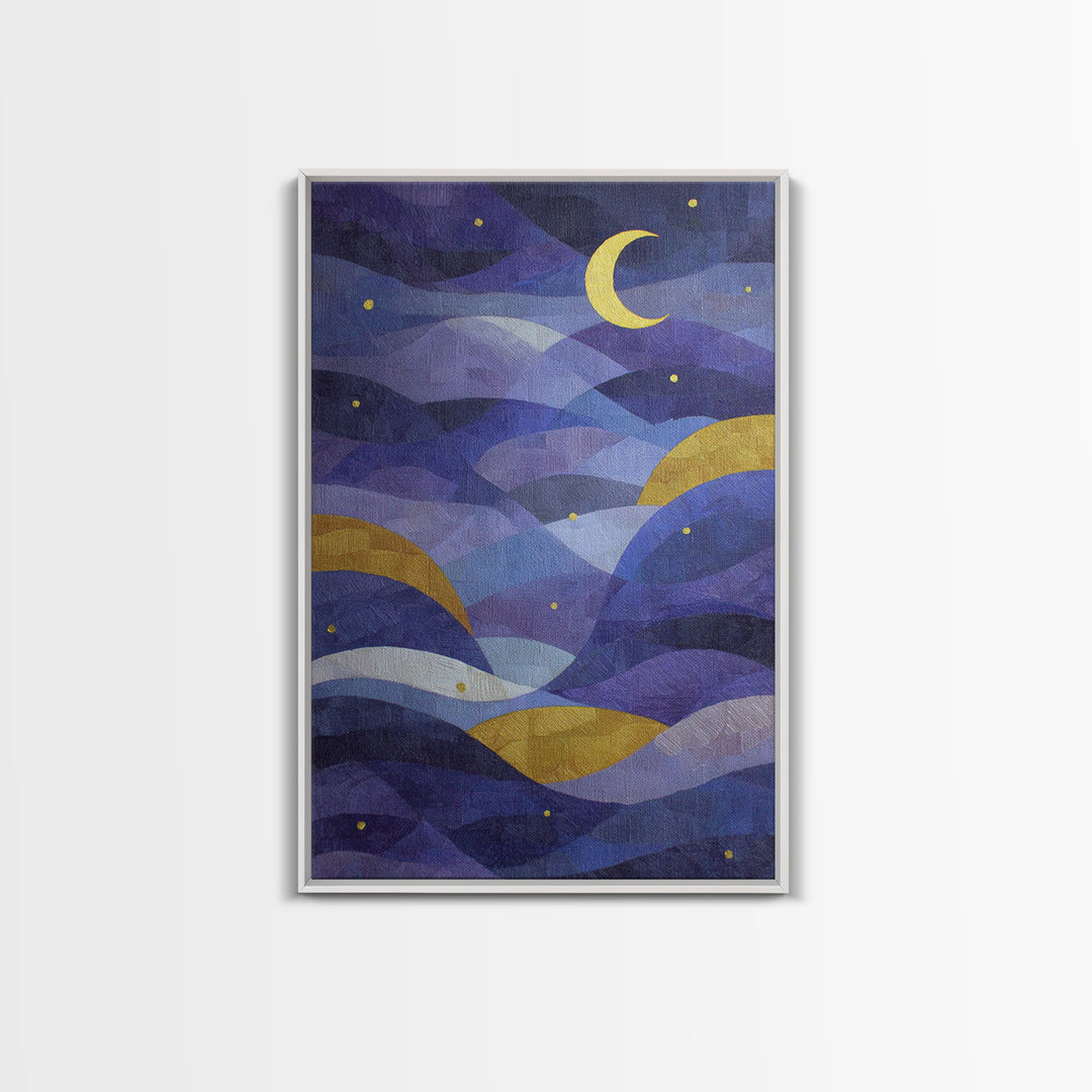 Purple Night Sky Canvas Print, Monochrome Art, Luxury Decor, Living Room Decor, Fine Art, Mono, Mid Century Modern, MON-2x3-23