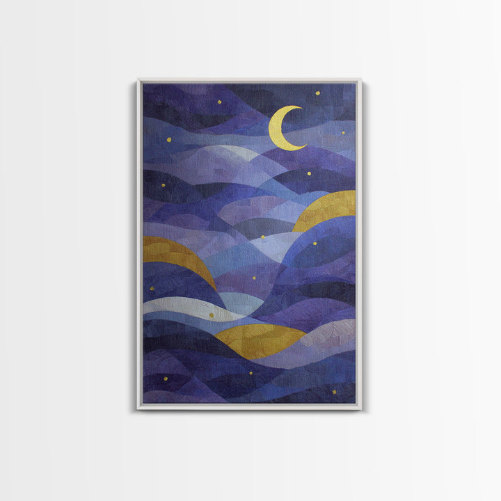 Purple Night Sky Canvas Print, Monochrome Art, Luxury Decor, Living Room Decor, Fine Art, Mono, Mid Century Modern, MON-2x3-23
