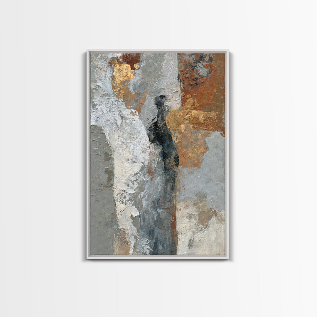 Silver Ocean Moonlight Scene Framed Canvas Print, Monochrome Art, Modern Art, Living Room Decor, Fine Art, Mono, MON-2x3-3