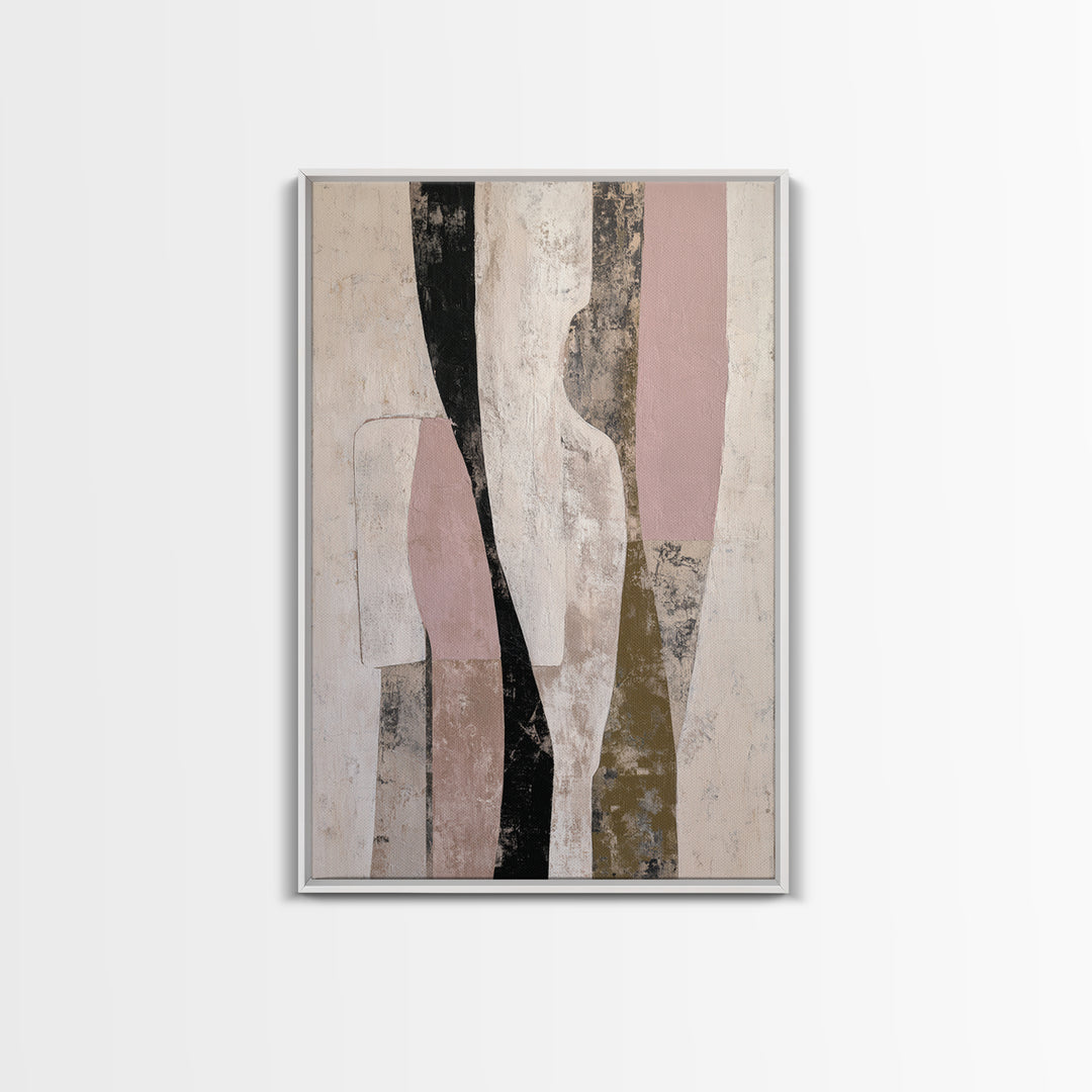 Cream on Cream Minimalist Forms Framed Canvas Print, Monochrome Art, Boho Decor, Living Room Decor, Fine Art, Mono, Art Print, MON-2x3-30