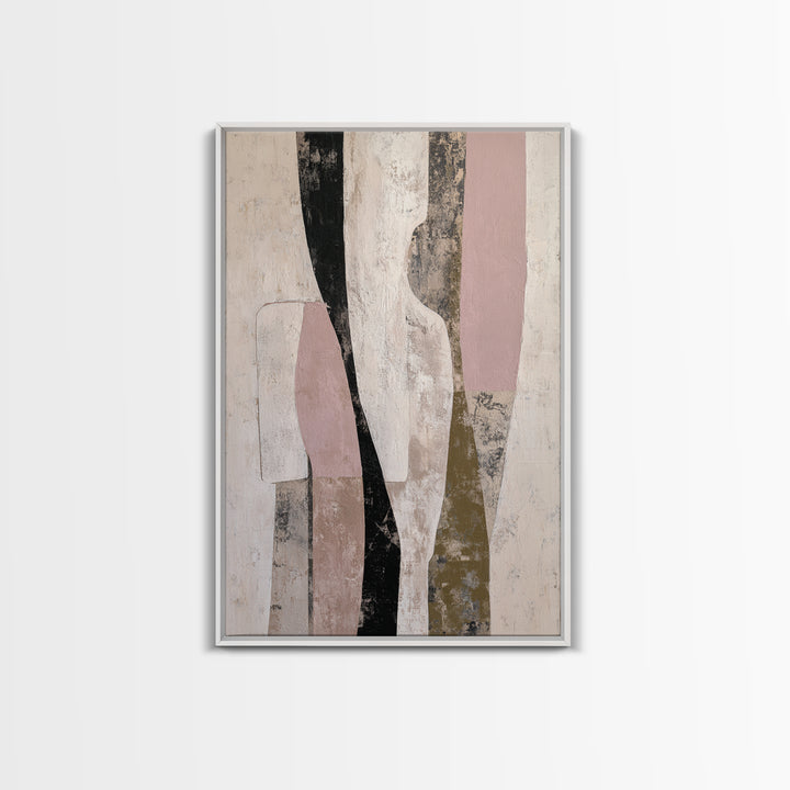 Cream on Cream Minimalist Forms Framed Canvas Print, Monochrome Art, Boho Decor, Living Room Decor, Fine Art, Mono, Art Print, MON-2x3-30