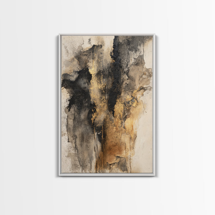 Black Ink Abstract Framed Canvas Print, Monochrome Art, Wall Art, Living Room Decor, Abstract Art, Mono, Bedroom Decor, MON-2x3-38
