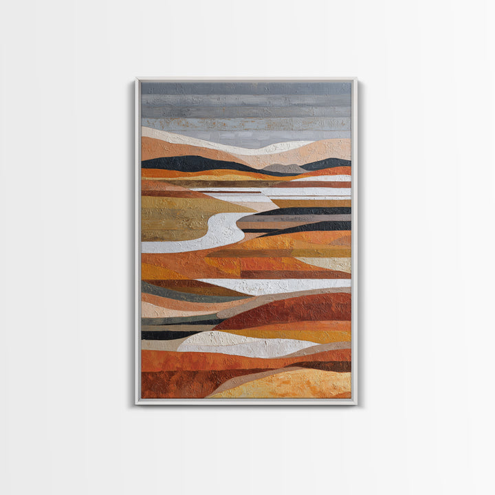Warm Brown Desert Landscape Framed Canvas Print, Monochrome Art, Art Prints, Living Room Decor, Fine Art, Mono, Apartment Decor, MON-2x3-41
