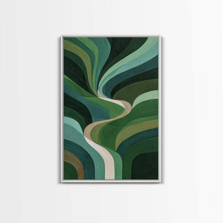 Deep Green Forest Silhouette Study Canvas Print, Monochrome Art, Living Room Decor, Oil Painting, Mono, Printable Art, MON-2x3-45