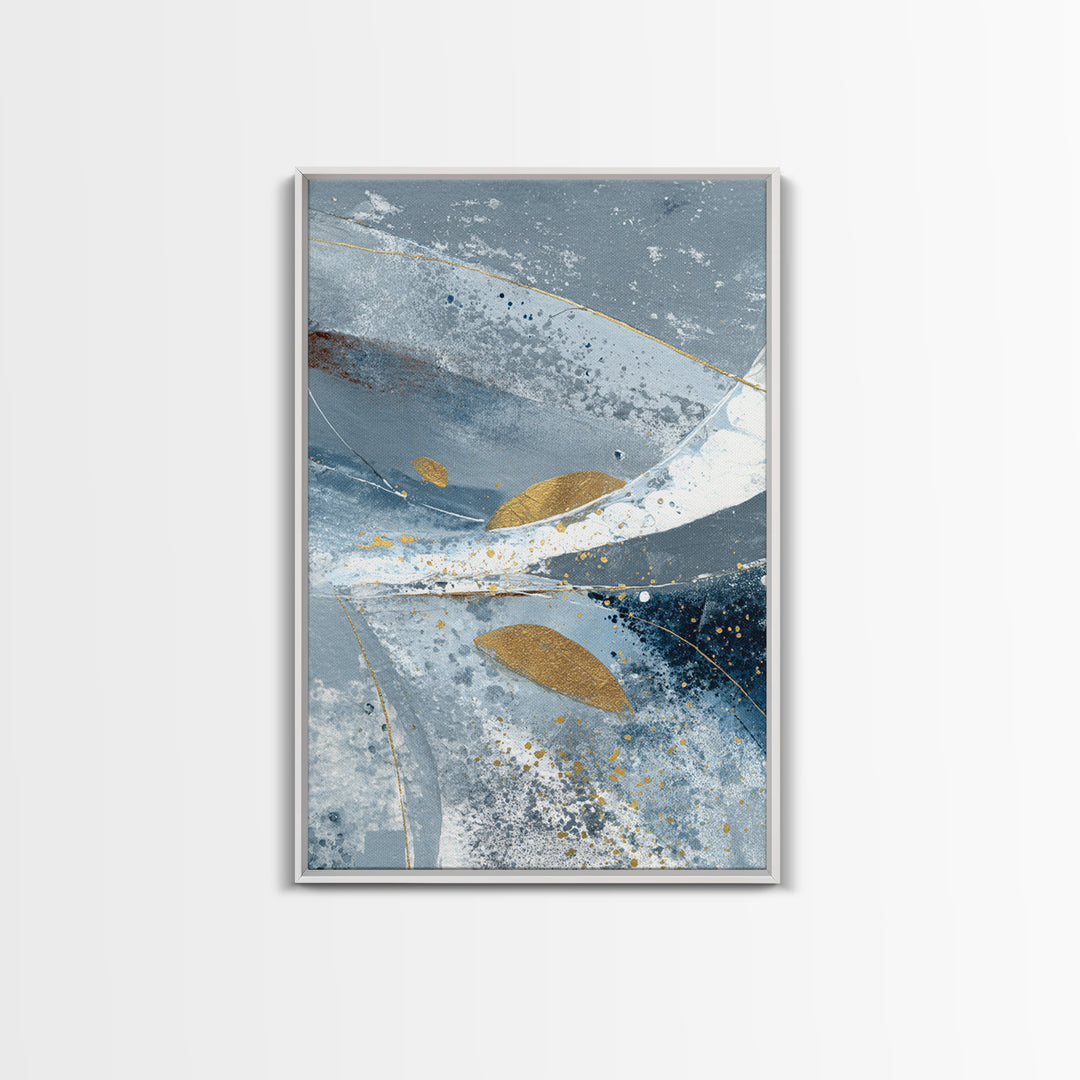 Silver Ocean Moonlight Scene Framed Canvas Print, Monochrome Art, Room Decor, Living Room Decor, Mono, Mid Century Modern, MON-2x3-51