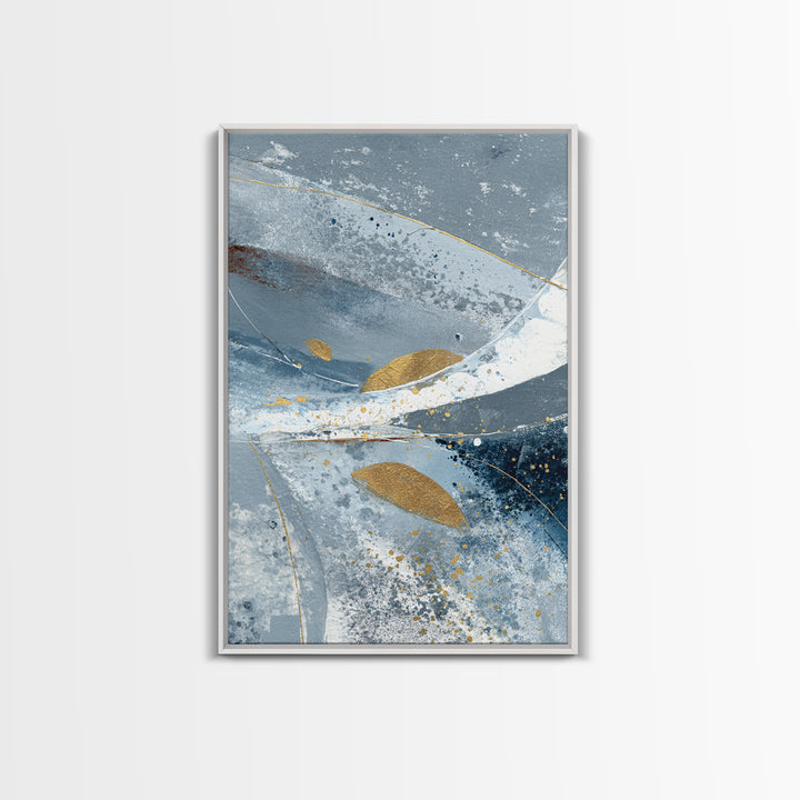 Silver Ocean Moonlight Scene Framed Canvas Print, Monochrome Art, Room Decor, Living Room Decor, Mono, Mid Century Modern, MON-2x3-51