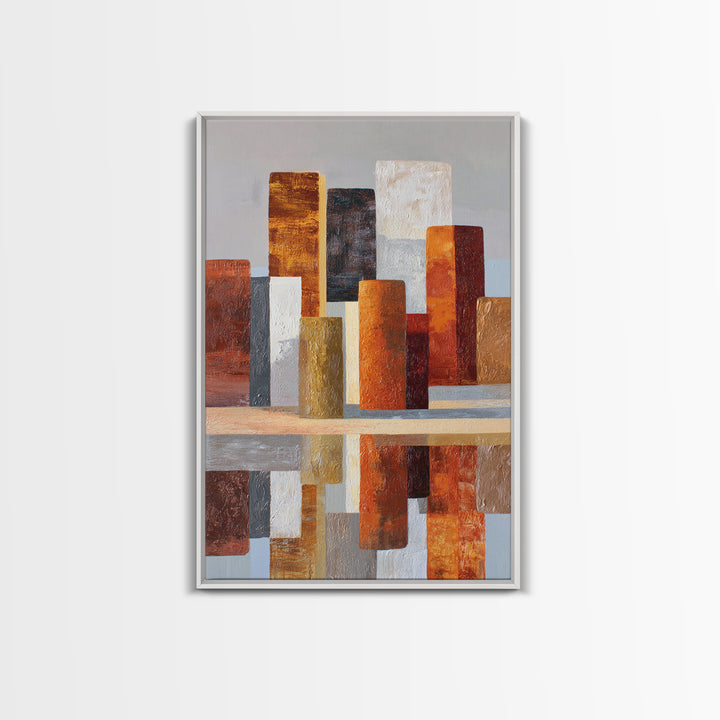Black and White City Reflection Framed Canvas Print, Monochrome Art, Printable Wall Art, Living Room Decor, Oil Painting, Mono, MON-2x3-53