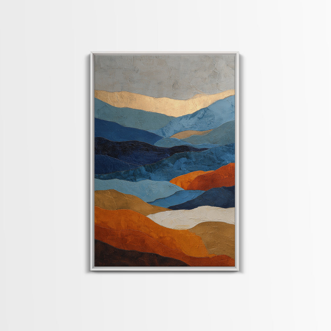 Blue Mountain Ridge Layers Framed Canvas Print, Monochrome Art, Wall Decor, Living Room Decor, Fine Art, Mono, Wall Art, MON-2x3-56