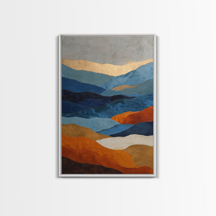 Blue Mountain Ridge Layers Framed Canvas Print, Monochrome Art, Wall Decor, Living Room Decor, Fine Art, Mono, Wall Art, MON-2x3-56