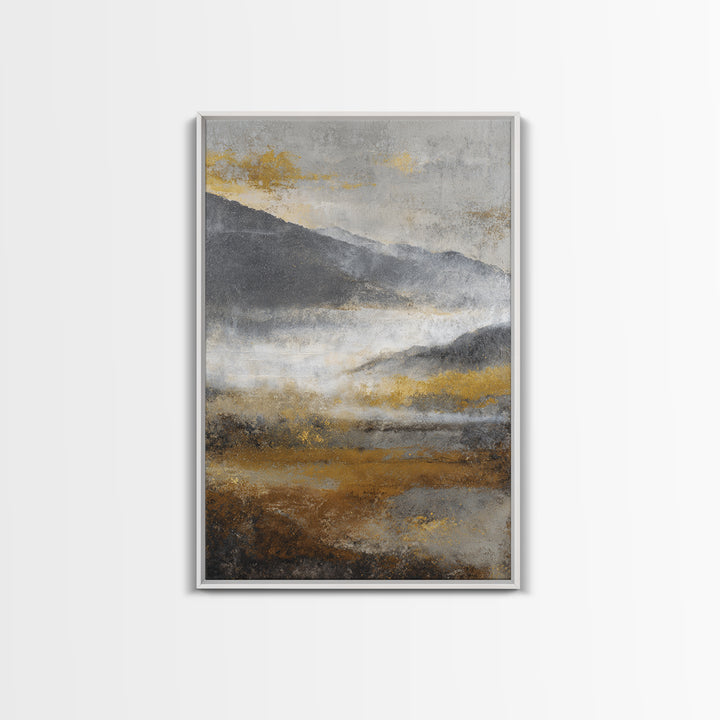 Charcoal Mountain Landscape Framed Canvas Print, Monochrome Art, Wall Art, Living Room Decor, Fine Art, Mono, Abstract Art, MON-2x3-60