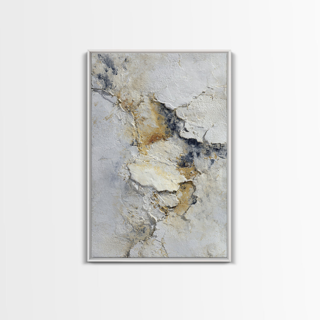 Ivory White Plaster Texture Composition Canvas Print, Monochrome Art, Original Painting, Living Room Decor, Fine Art, Mono, MON-2x3-61