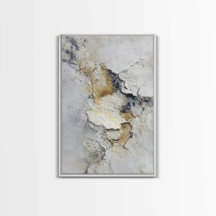 Ivory White Plaster Texture Composition Canvas Print, Monochrome Art, Original Painting, Living Room Decor, Fine Art, Mono, MON-2x3-61