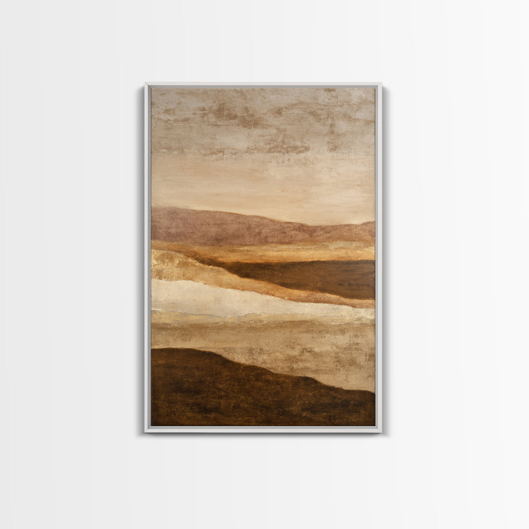 Warm Brown Desert Landscape Canvas Print, Monochrome Art, Digital Wall Art, Living Room Decor, Oil Painting, Mono, MON-2x3-65