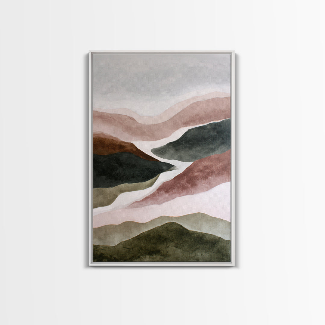 Charcoal Mountain Landscape Framed Canvas Print, Monochrome Art, Modern Wall Art, Living Room Decor, Mono, Statement Artwork, MON-2x3-84