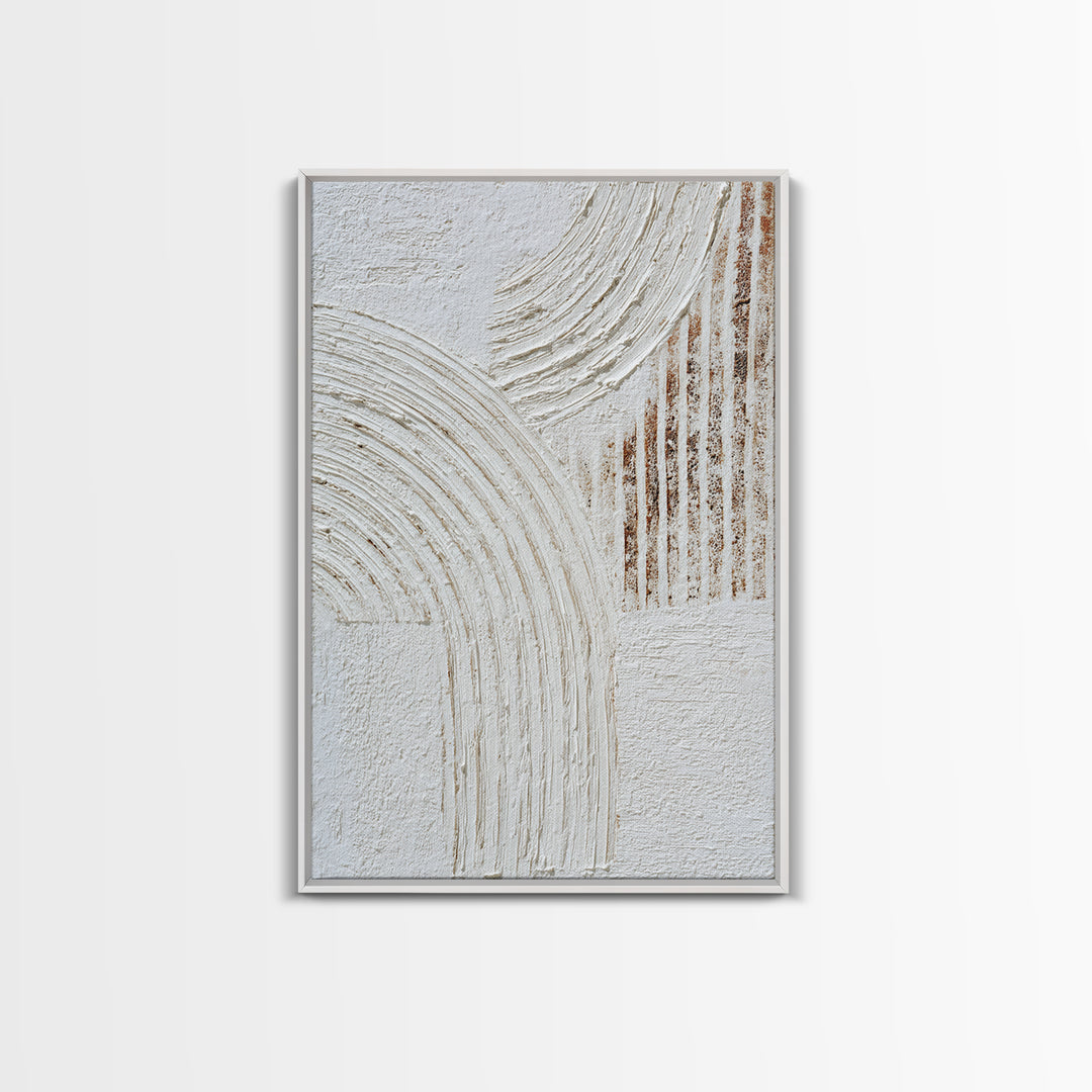 Ivory White Plaster Texture Composition Framed Canvas Print, Monochrome Art, Textured Wall Art, Living Room Decor, Mono, MON-2x3-85