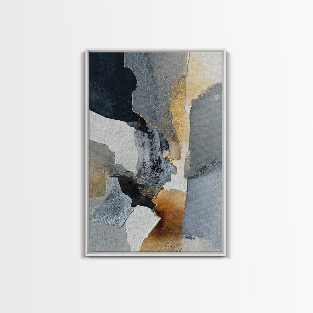 Black Ink Abstract Canvas Print, Monochrome Art, Digital Art, Living Room Decor, Fine Art, Mono, Dark Academia Decor, MON-2x3-86