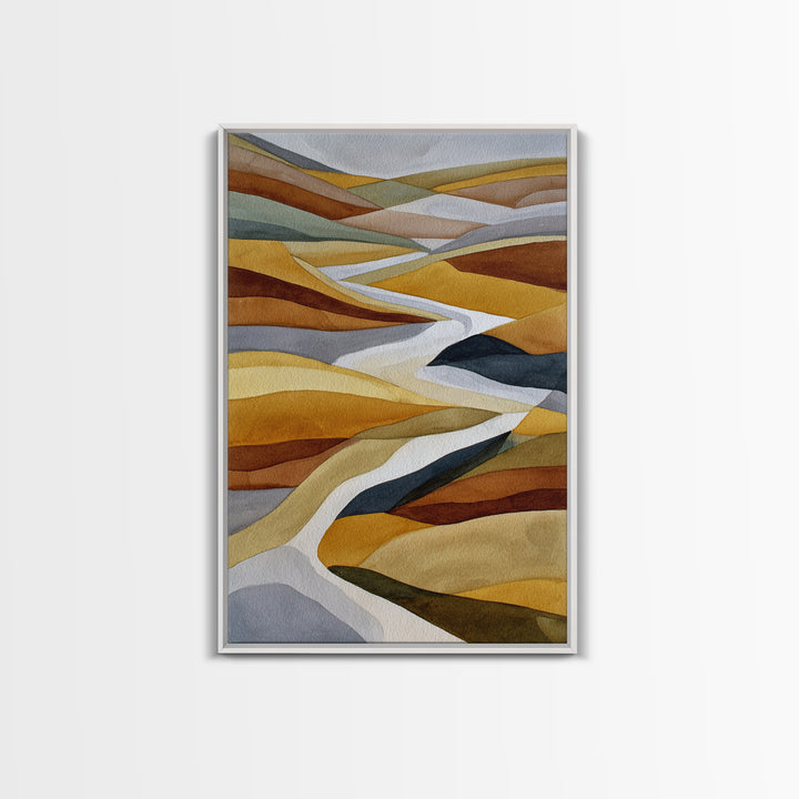 Warm Brown Desert Landscape Framed Canvas Print, Monochrome Art, Digital Print, Living Room Decor, Fine Art, Mono, Modern Art, MON-2x3-89