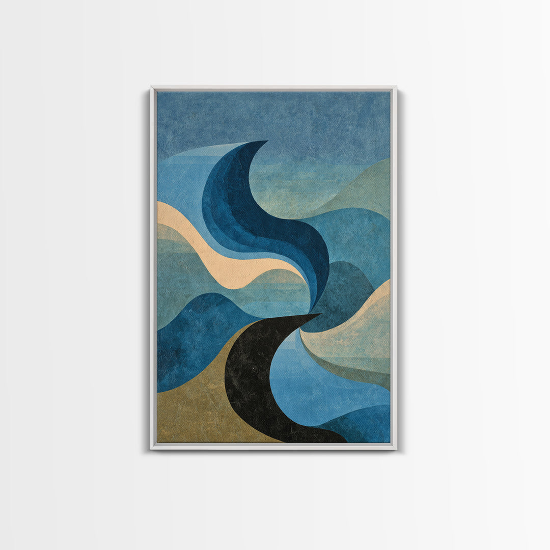 All Blue Ocean Abstraction Canvas Print, Monochrome Art, Poster, Living Room Decor, Fine Art, Mono, Textured Wall Art, MON-2x3-9