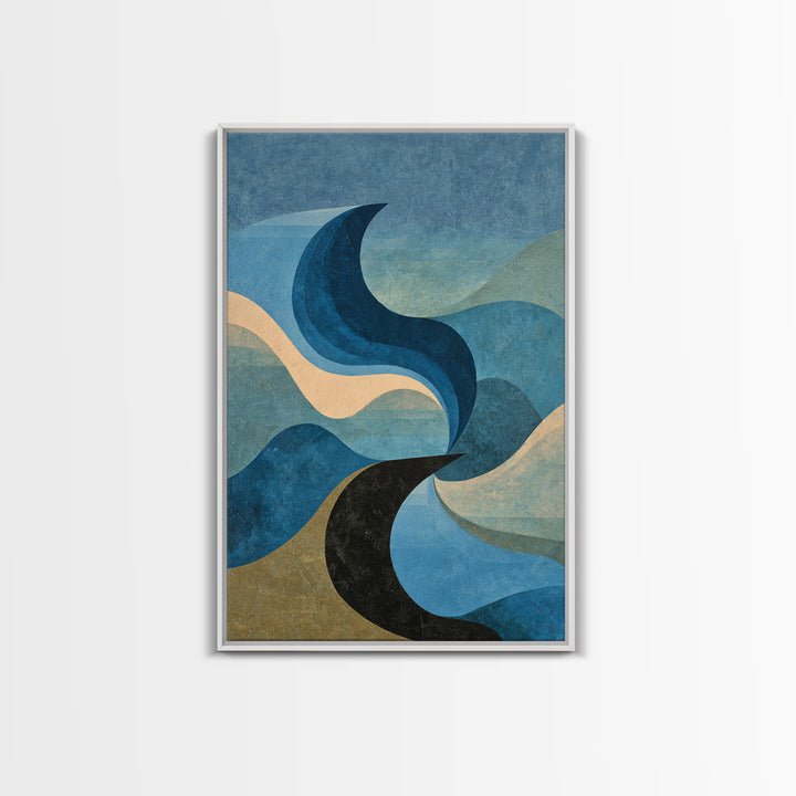 All Blue Ocean Abstraction Canvas Print, Monochrome Art, Poster, Living Room Decor, Fine Art, Mono, Textured Wall Art, MON-2x3-9