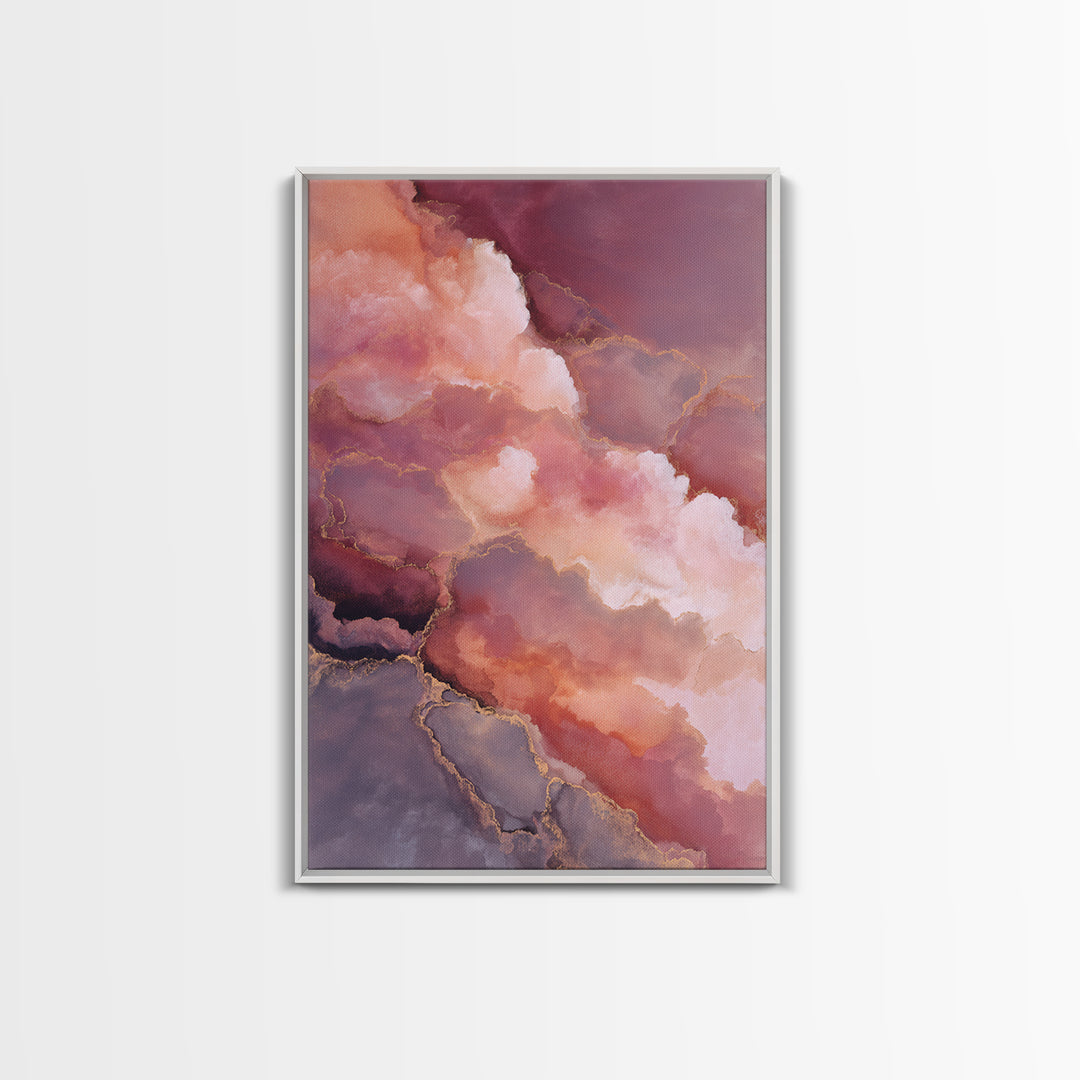 All Pink Cloudscape Framed Canvas Print, Monochrome Art, Gallery Decor, Living Room Decor, Abstract Art, Mono, Contemporary Art, MON-2x3-92